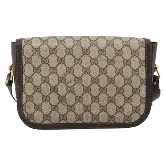 GUCCI GG Supreme Shoulder Bag PVC Beige Gold Auth ep14725