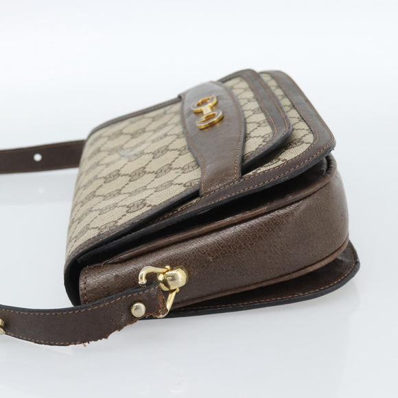 GUCCI GG Supreme Shoulder Bag PVC Beige Gold Auth ep14725