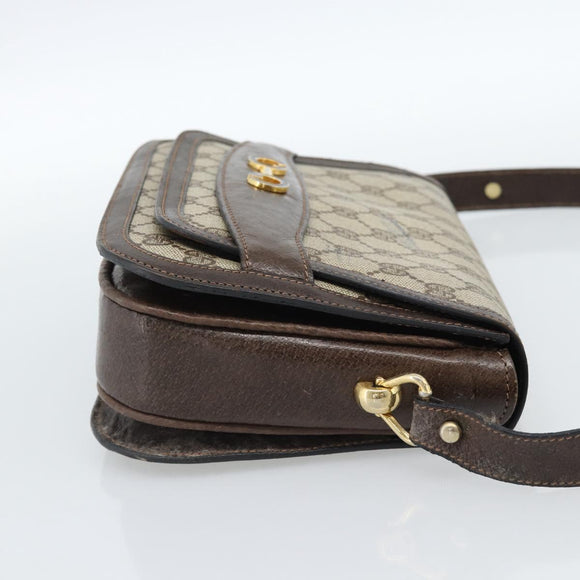 GUCCI GG Supreme Shoulder Bag PVC Beige Gold Auth ep14725