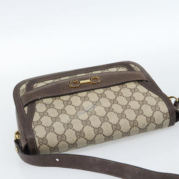GUCCI GG Supreme Shoulder Bag PVC Beige Gold Auth ep14725
