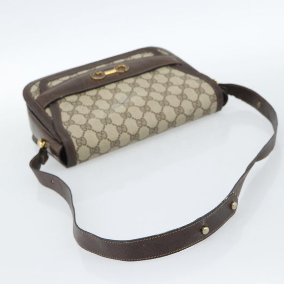 GUCCI GG Supreme Shoulder Bag PVC Beige Gold Auth ep14725