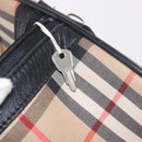 Burberrys Nova Check Boston Bag Canvas Beige Gold Auth ep14727-12