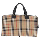 Burberrys Nova Check Boston Bag Canvas Beige Gold Auth ep14727-2