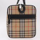 Burberrys Nova Check Boston Bag Canvas Beige Gold Auth ep14727-4