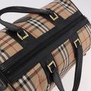 Burberrys Nova Check Boston Bag Canvas Beige Gold Auth ep14727-6