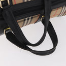 Burberrys Nova Check Boston Bag Canvas Beige Gold Auth ep14727-7