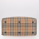 Burberrys Nova Check Boston Bag Canvas Beige Gold Auth ep14727-5