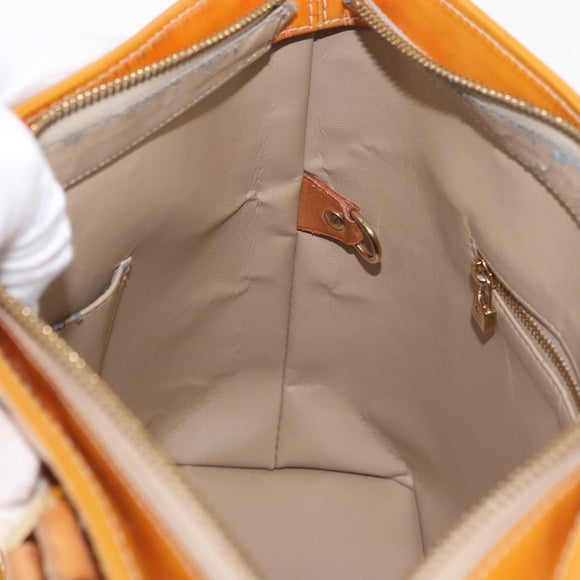 LOUIS VUITTON Monogram Vernis Houston Hand Bag Beige M91004 LV Auth ep14730