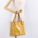 LOUIS VUITTON Monogram Vernis Houston Hand Bag Beige M91004 LV Auth ep14730-28