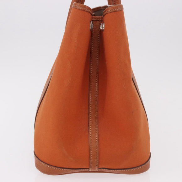 HERMES Garden Party MM Tote Bag Canvas Orange Silver Auth ep14731SAV