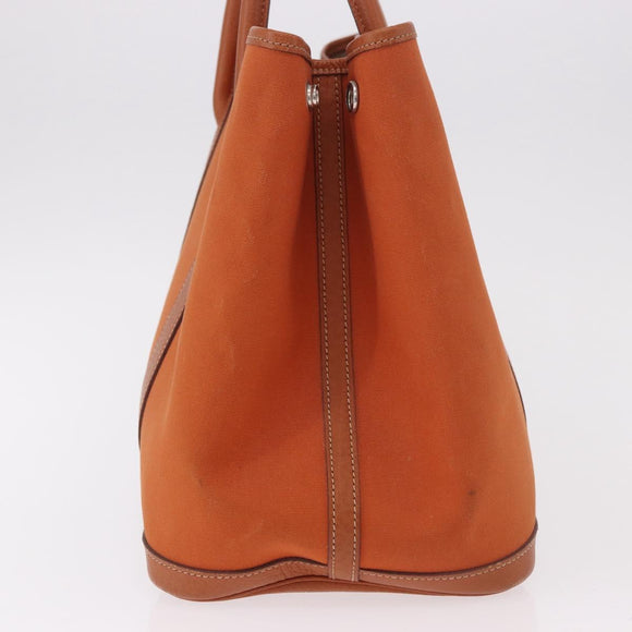 HERMES Garden Party MM Tote Bag Canvas Orange Silver Auth ep14731SAV