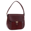 CELINE Shoulder Bag Leather Bordeaux Gold Auth ep14734-1