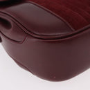 CELINE Shoulder Bag Leather Bordeaux Gold Auth ep14734-11