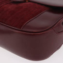 CELINE Shoulder Bag Leather Bordeaux Gold Auth ep14734-12