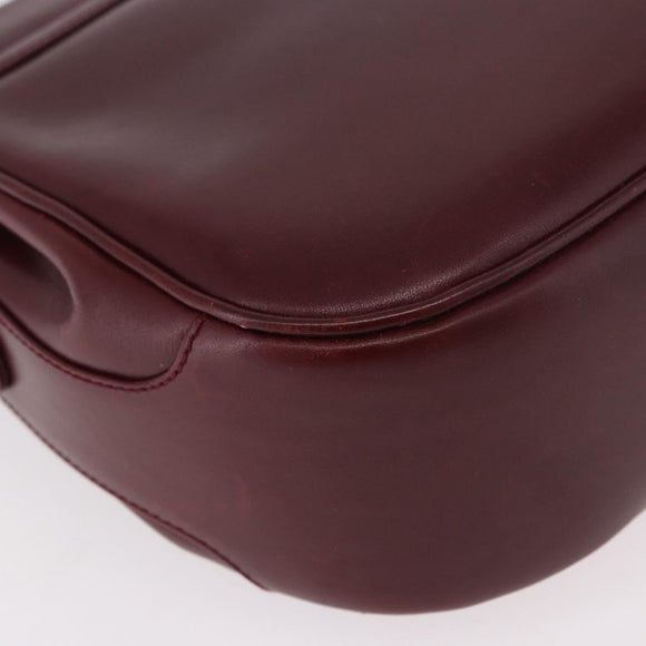 CELINE Shoulder Bag Leather Bordeaux Gold Auth ep14734