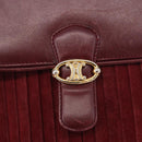 CELINE Shoulder Bag Leather Bordeaux Gold Auth ep14734-15