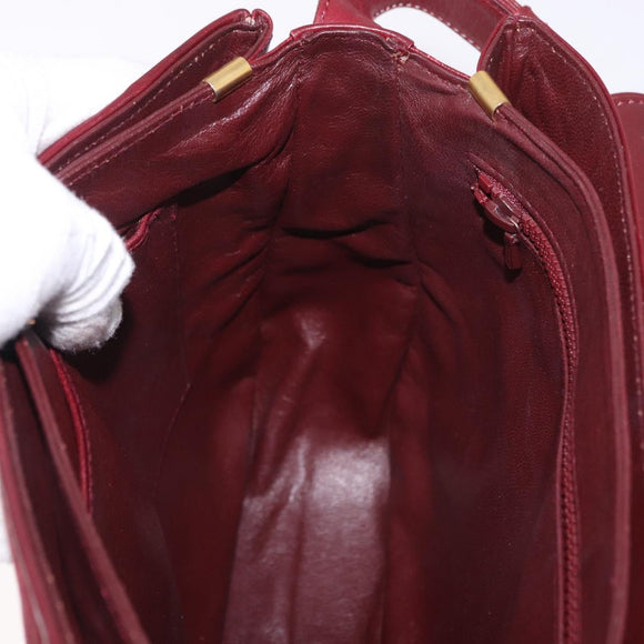 CELINE Shoulder Bag Leather Bordeaux Gold Auth ep14734
