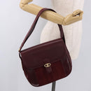 CELINE Shoulder Bag Leather Bordeaux Gold Auth ep14734-27
