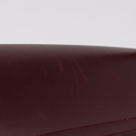 CELINE Shoulder Bag Leather Bordeaux Gold Auth ep14734