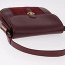 CELINE Shoulder Bag Leather Bordeaux Gold Auth ep14734-7