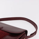 CELINE Shoulder Bag Leather Bordeaux Gold Auth ep14734-9