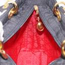 Christian Dior Lady Dior Canage Hand Bag Canvas 2way Black Gold Auth ep14735-20