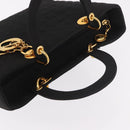 Christian Dior Lady Dior Canage Hand Bag Canvas 2way Black Gold Auth ep14735-6