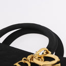 Christian Dior Lady Dior Canage Hand Bag Canvas 2way Black Gold Auth ep14735-8