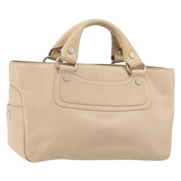 CELINE Boogie bag Hand Bag Leather Ivory Silver Auth ep14737