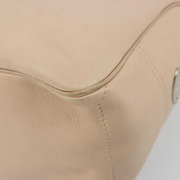 CELINE Boogie bag Hand Bag Leather Ivory Silver Auth ep14737