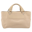 CELINE Boogie bag Hand Bag Leather Ivory Silver Auth ep14737-2