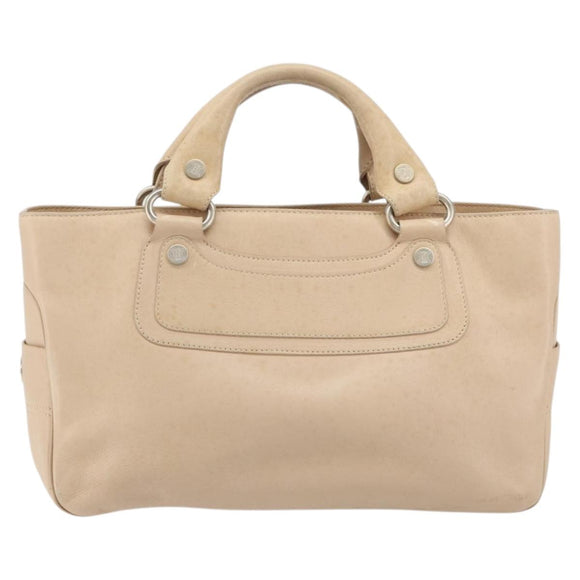CELINE Boogie bag Hand Bag Leather Ivory Silver Auth ep14737