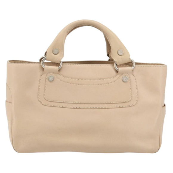 CELINE Boogie bag Hand Bag Leather Ivory Silver Auth ep14737