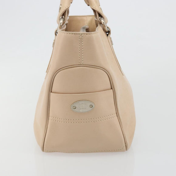 CELINE Boogie bag Hand Bag Leather Ivory Silver Auth ep14737