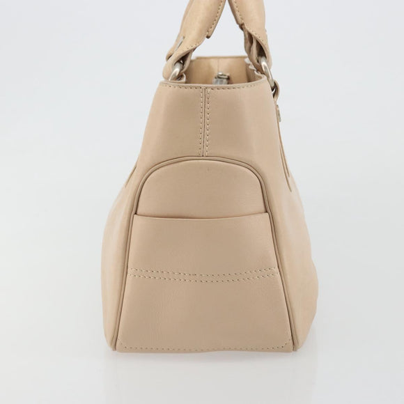 CELINE Boogie bag Hand Bag Leather Ivory Silver Auth ep14737
