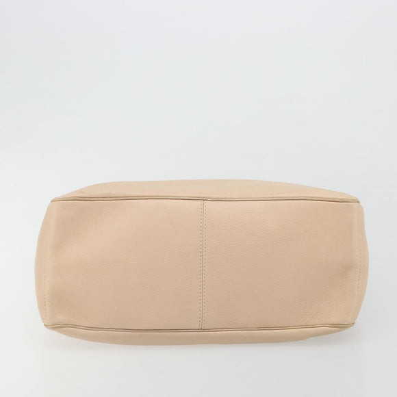 CELINE Boogie bag Hand Bag Leather Ivory Silver Auth ep14737
