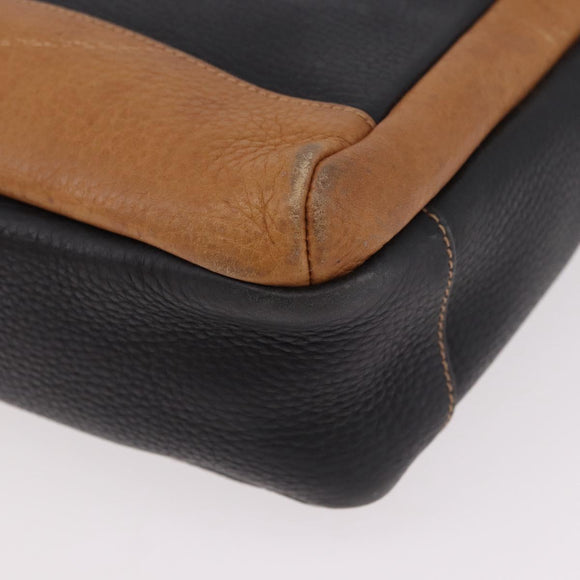 GUCCI Shoulder Bag Leather Black Gold Auth ep14739