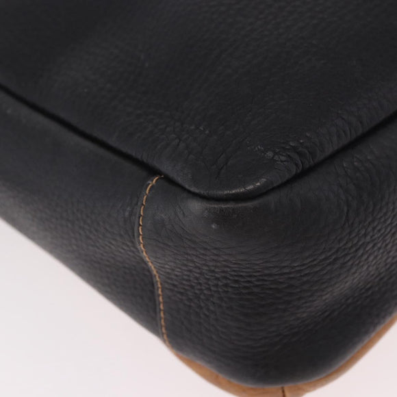 GUCCI Shoulder Bag Leather Black Gold Auth ep14739