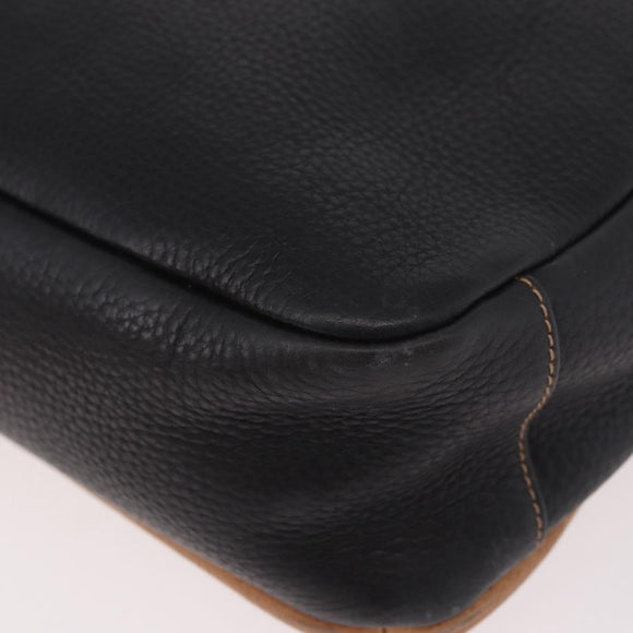 GUCCI Shoulder Bag Leather Black Gold Auth ep14739