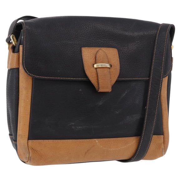 GUCCI Shoulder Bag Leather Black Gold Auth ep14739