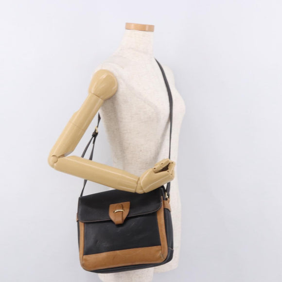 GUCCI Shoulder Bag Leather Black Gold Auth ep14739