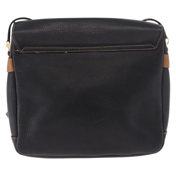 GUCCI Shoulder Bag Leather Black Gold Auth ep14739