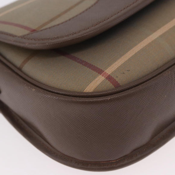 Burberrys Nova Check Shoulder Bag Canvas Gold Beige Auth ep14743