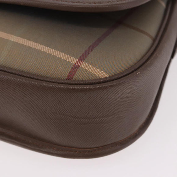 Burberrys Nova Check Shoulder Bag Canvas Gold Beige Auth ep14743