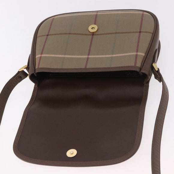 Burberrys Nova Check Shoulder Bag Canvas Gold Beige Auth ep14743