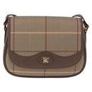 Burberrys Nova Check Shoulder Bag Canvas Gold Beige Auth ep14743-13