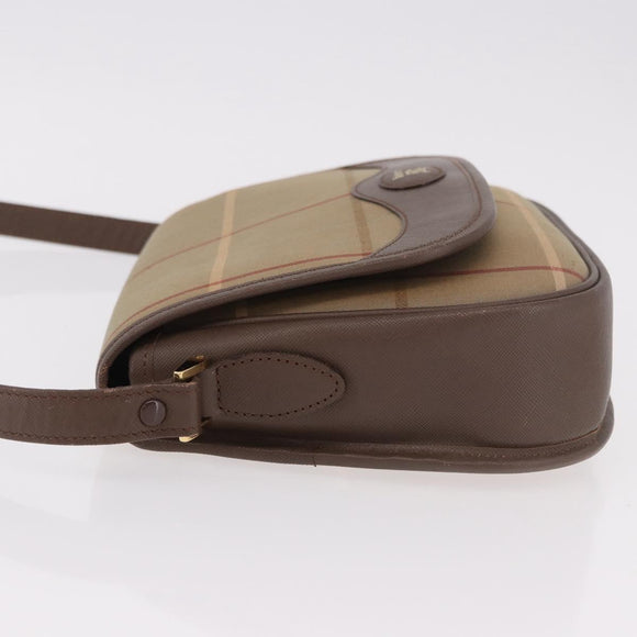 Burberrys Nova Check Shoulder Bag Canvas Gold Beige Auth ep14743