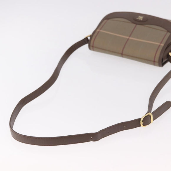 Burberrys Nova Check Shoulder Bag Canvas Gold Beige Auth ep14743