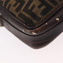 FENDI Zucca Canvas Shoulder Bag Black Brown Auth ep14748-16