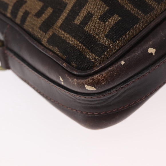 FENDI Zucca Canvas Shoulder Bag Black Brown Auth ep14748